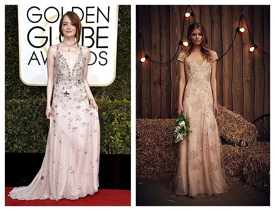 Golden Globe Fashion Inspired Wedding 2017 Trends. Emma Stone. Wedding Dress by Jenny Packham. Inspiration by DC Wedding Planner by Bright Occasions