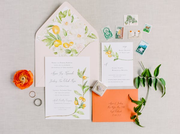 Orange Wedding Inspiration, Invite, Wedding Planner Bright Occasions, Photos by Connie Whitlock