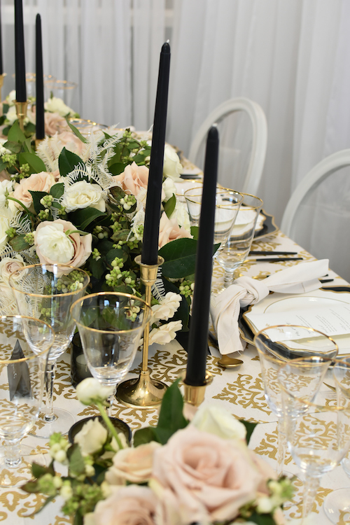 White, Black and Gold Holiday Party Inspiration, DC Event Planner Bright Occasions, Photography by Mary Elizabeth Creative, Relish Catering