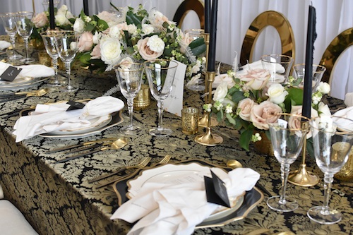 Black, White and Gold Holiday Party Inspiration, DC Event Planner Bright Occasions, Photography by Mary Elizabeth Creative, Relish Catering